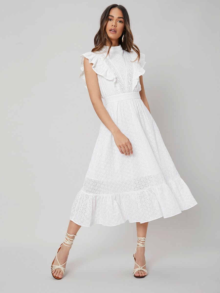 MOTF PREMIUM Vestido schiffy fruncido - Blanco - Ver 1