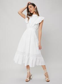 MOTF PREMIUM Vestido schiffy fruncido - Blanco - Ver 3