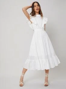 MOTF PREMIUM Vestido schiffy fruncido - Blanco - Ver 5