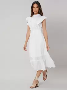 MOTF PREMIUM Vestido schiffy fruncido - Blanco - Ver 6
