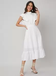 MOTF PREMIUM Vestido schiffy fruncido - Blanco - Ver 7