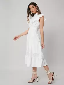 MOTF PREMIUM Vestido schiffy fruncido - Blanco - Ver 8