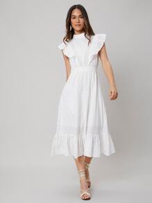 MOTF PREMIUM Vestido schiffy fruncido - Blanco - Ver 10
