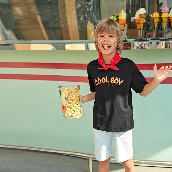 

Boys Slogan Graphic Tee & Shorts Set Without Scarf, Multicolor