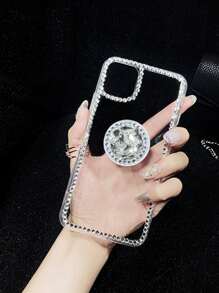 1入組水鑽裝飾鑽石手機殼兼容iPhone帶1入組水鑽安全氣囊支架 - 白色 - 查看 2