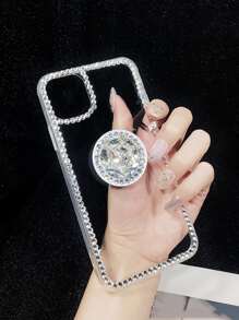 1入組水鑽裝飾鑽石手機殼兼容iPhone帶1入組水鑽安全氣囊支架 - 白色 - 查看 4