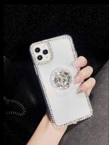 1入組水鑽裝飾鑽石手機殼兼容iPhone帶1入組水鑽安全氣囊支架 - 白色 - 查看 5