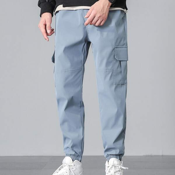 

Men Pocket Side Cargo Pants, Dusty blue