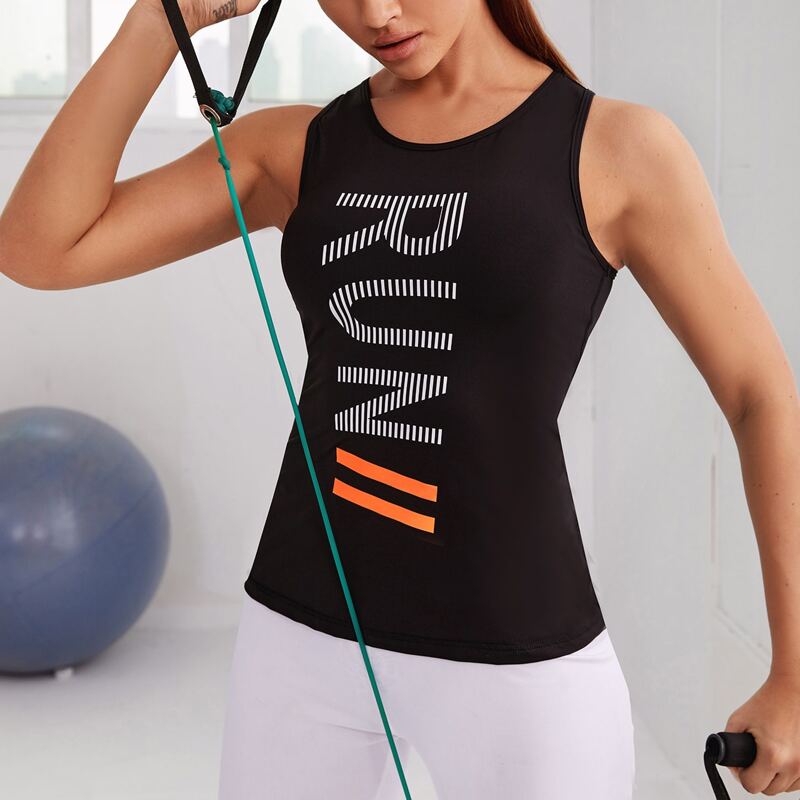 

Letter Graphic Sports Tank Top, Black