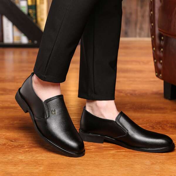

Men Minimalist Slip On Dress Shoes, Black
