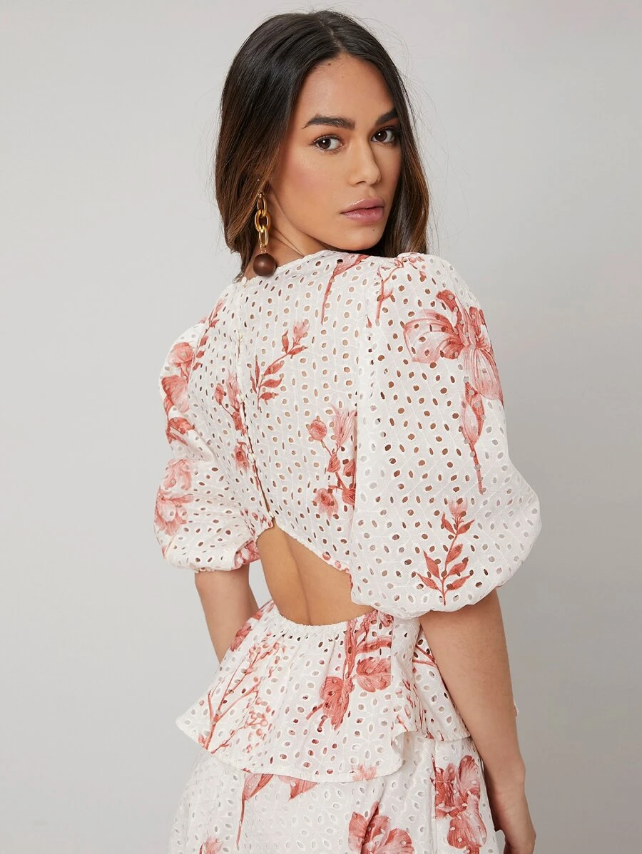 MOTF PREMIUM SCHIFFY PEPLUM TOP - Multicolor - View 1