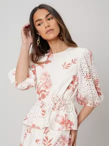 MOTF PREMIUM SCHIFFY PEPLUM TOP - Multicolor - View 6