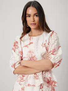 MOTF PREMIUM SCHIFFY PEPLUM TOP - Multicolor - View 10