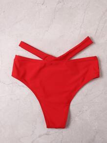 剪裁比基尼内裤，适合夏日海滩度假 - 紅色 - 查看 2