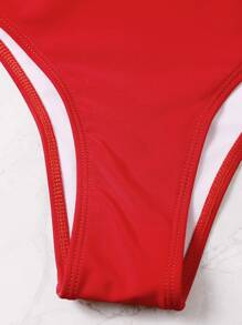 剪裁比基尼内裤，适合夏日海滩度假 - 紅色 - 查看 5