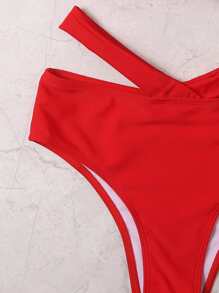 剪裁比基尼内裤，适合夏日海滩度假 - 紅色 - 查看 6