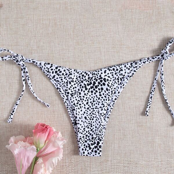 

Dalmatian Tie Side Bikini Panty, Black and white