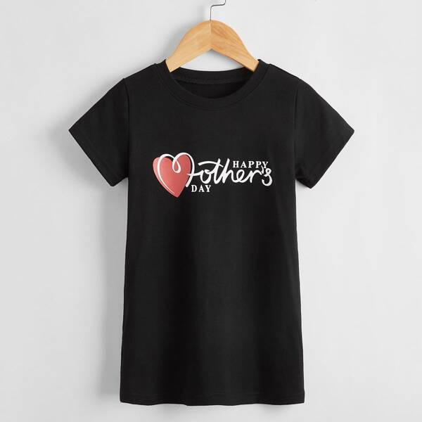

Toddler Girls Heart & Slogan Graphic Tee Dress, Black