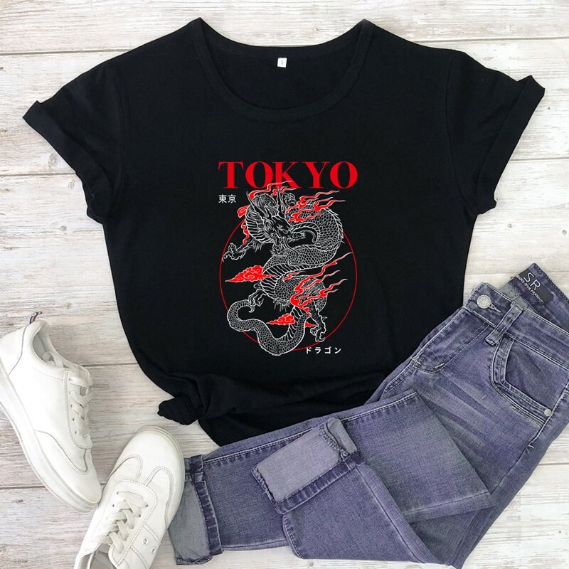 

Letter Chinese Dragon Graphic Tee, Black