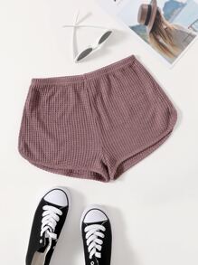 Muchica Waffle Knit Solid Track Shorts - Dusty Pink - View 1