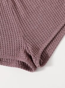 Muchica Waffle Knit Solid Track Shorts - Dusty Pink - View 3
