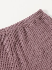 Muchica Waffle Knit Solid Track Shorts - Dusty Pink - View 5