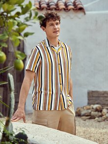 Manfinity Camisa de rayas con collar - Multicolor - Ver 5