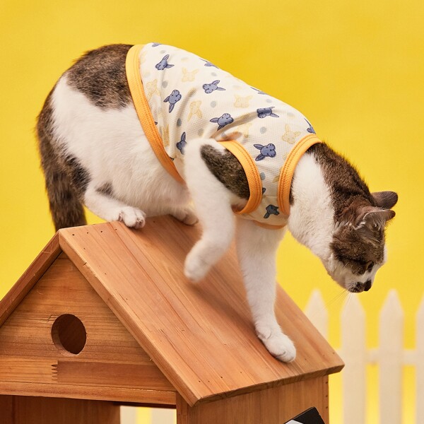 

Rabbit Print Easter Pet Tank Top, White