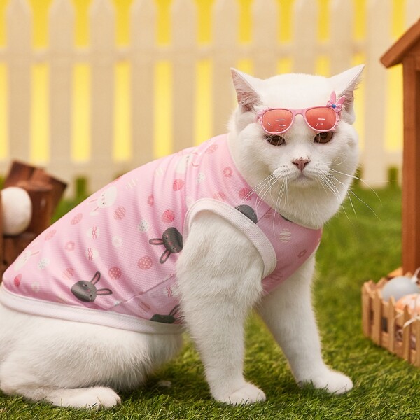 

Cartoon Rabbit Print Easter Pet Tank Top, Pink