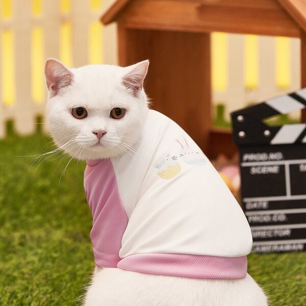 

Easter Cartoon Graphic Pet Tee, White