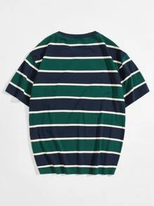 Manfinity VCAY Camiseta de hombros caídos de rayas - Multicolor - Ver 2