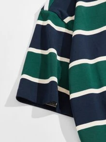 Manfinity VCAY Camiseta de hombros caídos de rayas - Multicolor - Ver 4