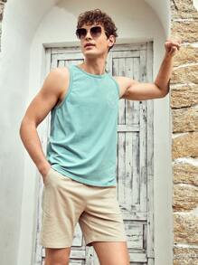 Manfinity RebelGame Men Letter Graphic Tank Top - Mint Green - View 4