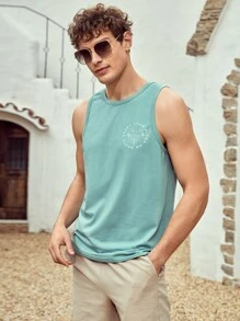 Manfinity RebelGame Men Letter Graphic Tank Top - Mint Green - View 5