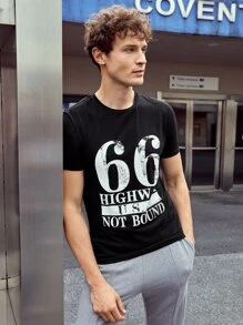 Manfinity Men Letter Graphic Tee - Black - View 1