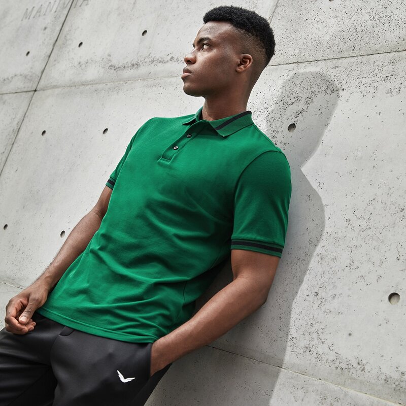 

Guys Striped Trim Polo Shirt, Green