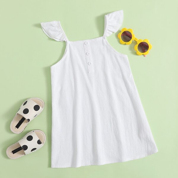 

Toddler Girls Ruffle Button Cami Dress, White