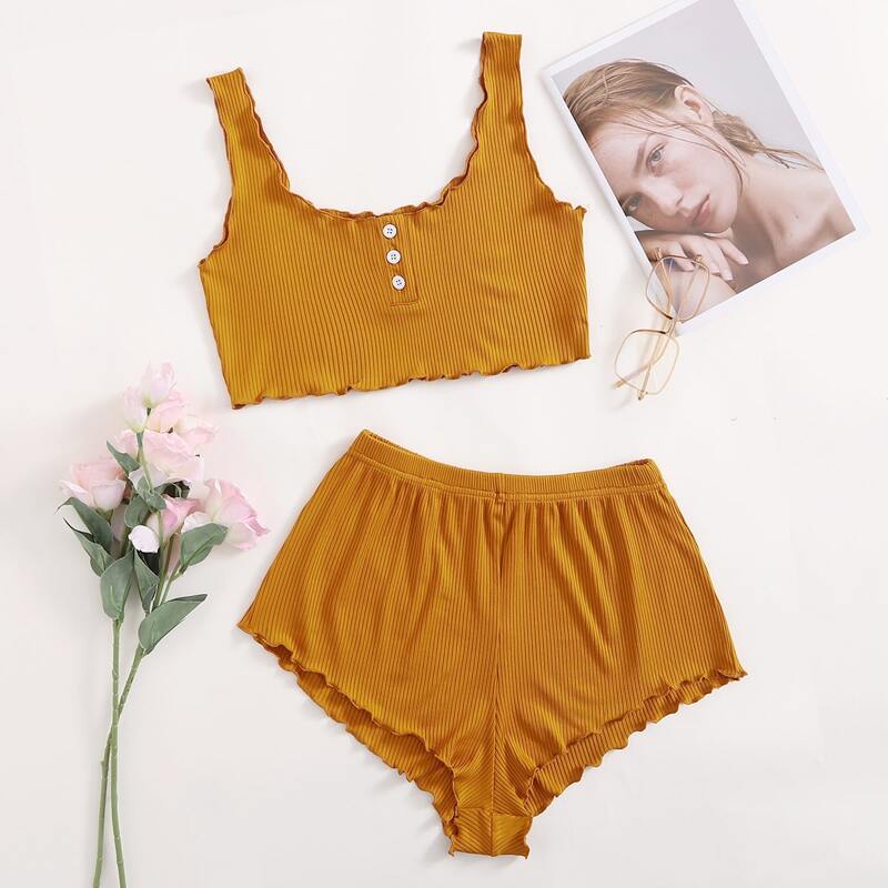 

Lettuce Trim Solid Lounge Set, Camel