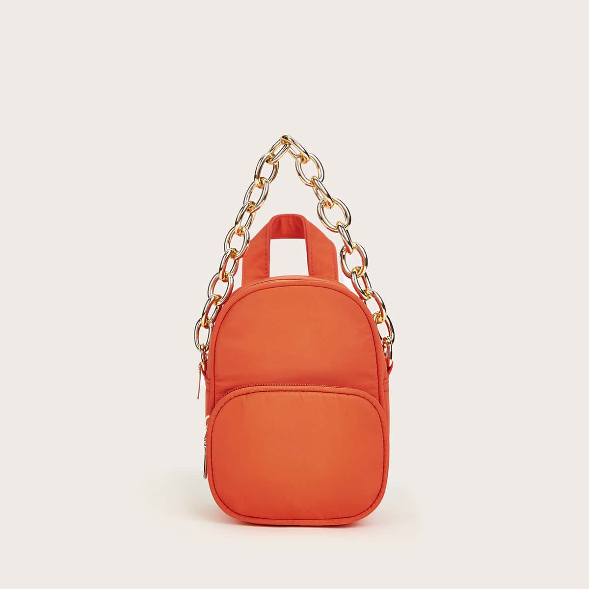 

Pocket Front Chain Satchel Bag, Burnt orange