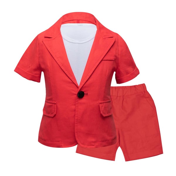 

Toddler Boys Tee & Single Button Blazer & Shorts, Red