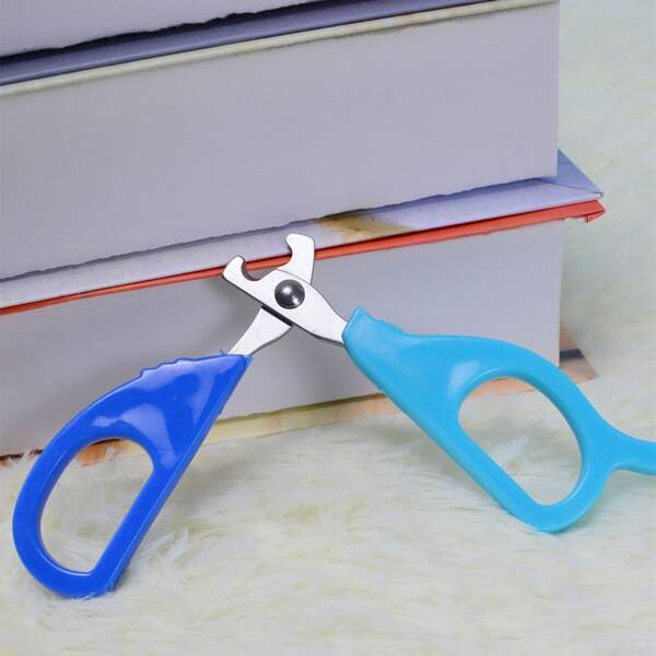 

1pc Color Block Pet Nail Clipper, Blue