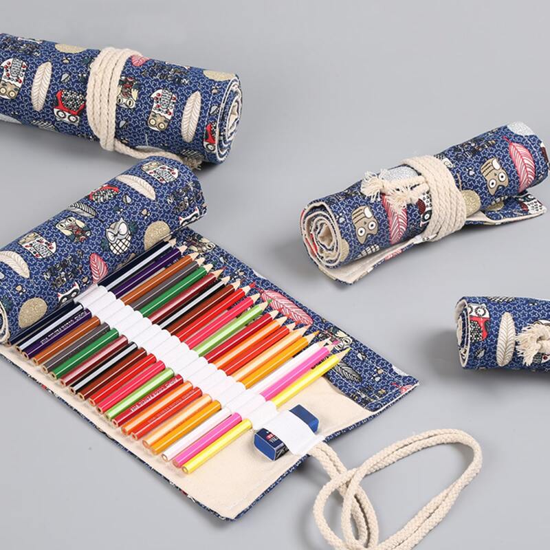 

1pc Owl Print Roll-up Pencil Bag, Multicolor