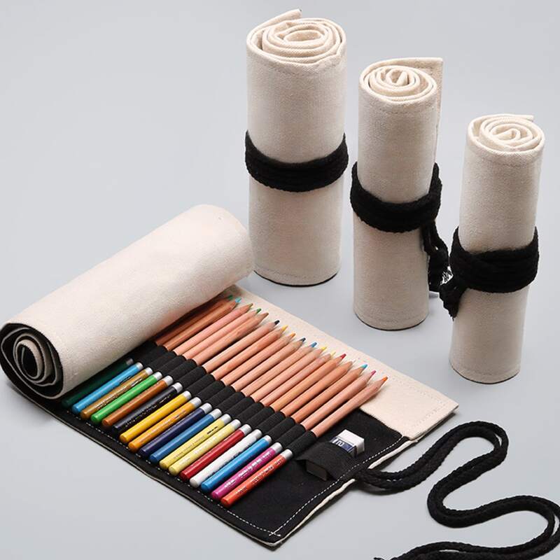 

1pc Plain Roll-up Pencil Bag, Multicolor