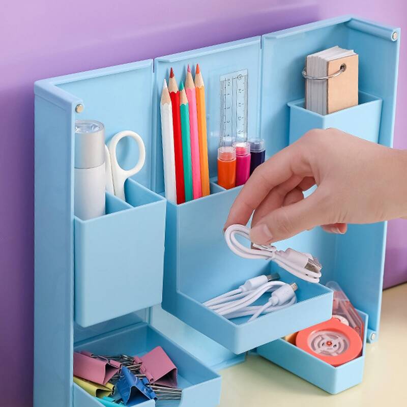 

1pc Foldable Pencil Case, Blue
