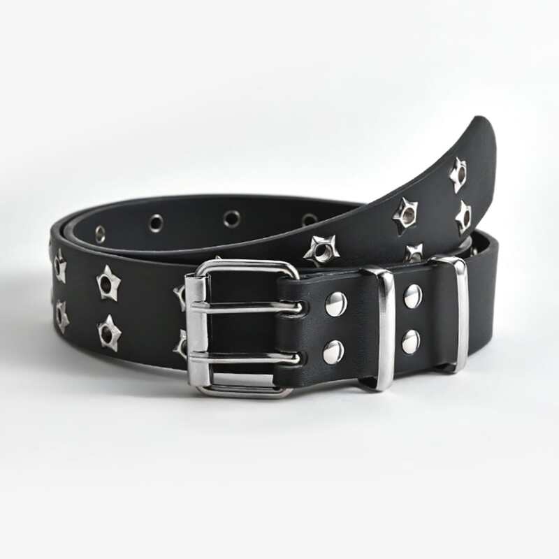 

Square Buckle Grommet Belt, Black