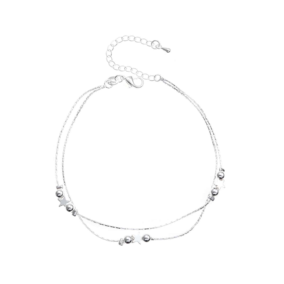 

1pc Layered Link Bracelet, Silver