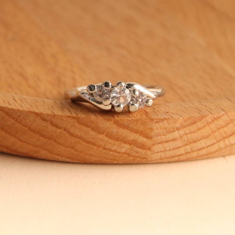 

1pc Rhinestone Decor Ring, Silver