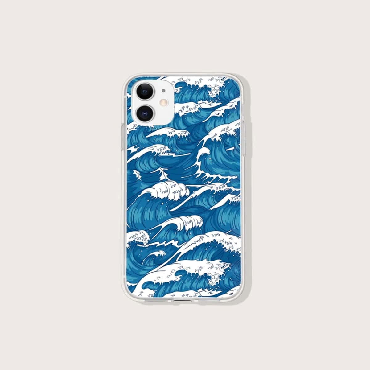 

Wave Print Phone Case, Blue