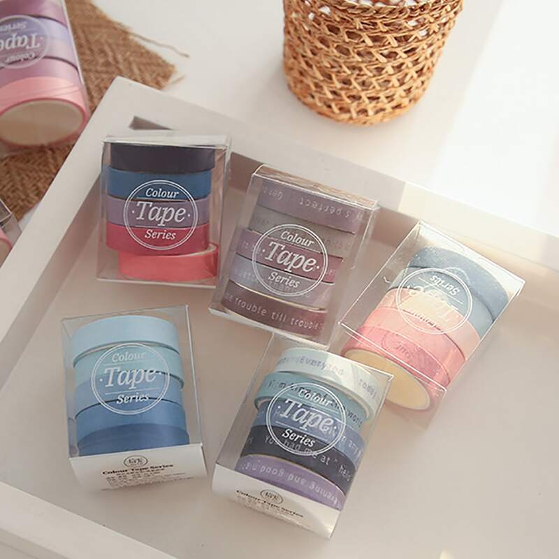 

5rolls Plain Random Decorative Tape, Multicolor