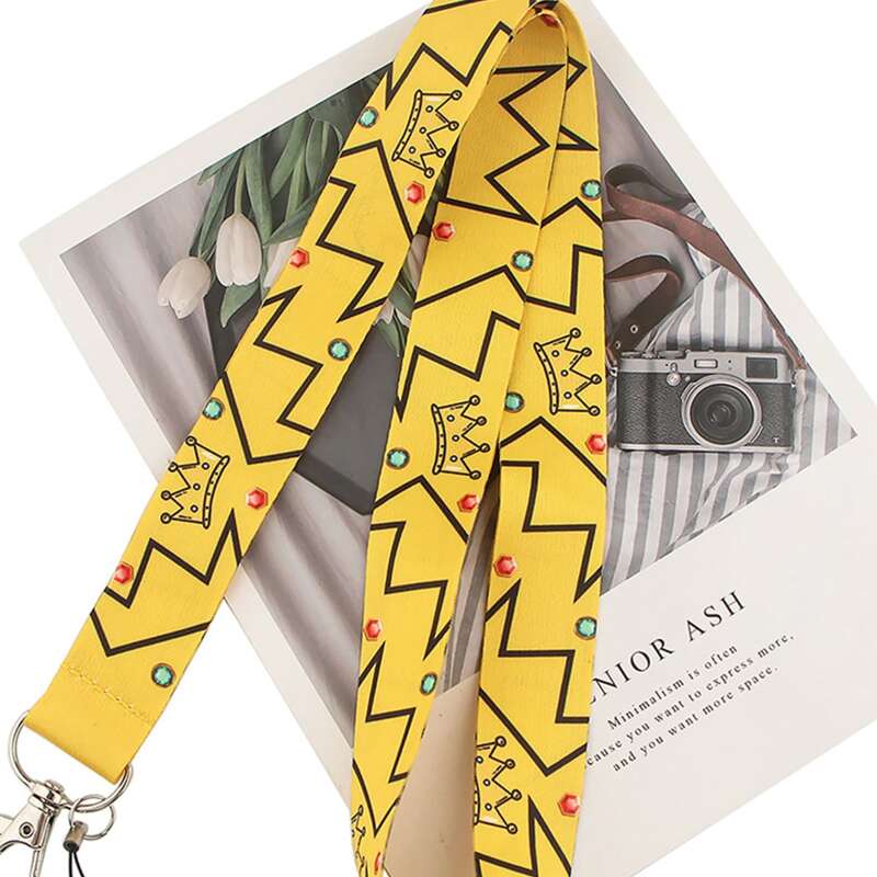 

1pc Crown Print Lanyard, Yellow